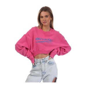 Off White Womens/Ladies Crop Sweatshirt / Pink/Blue